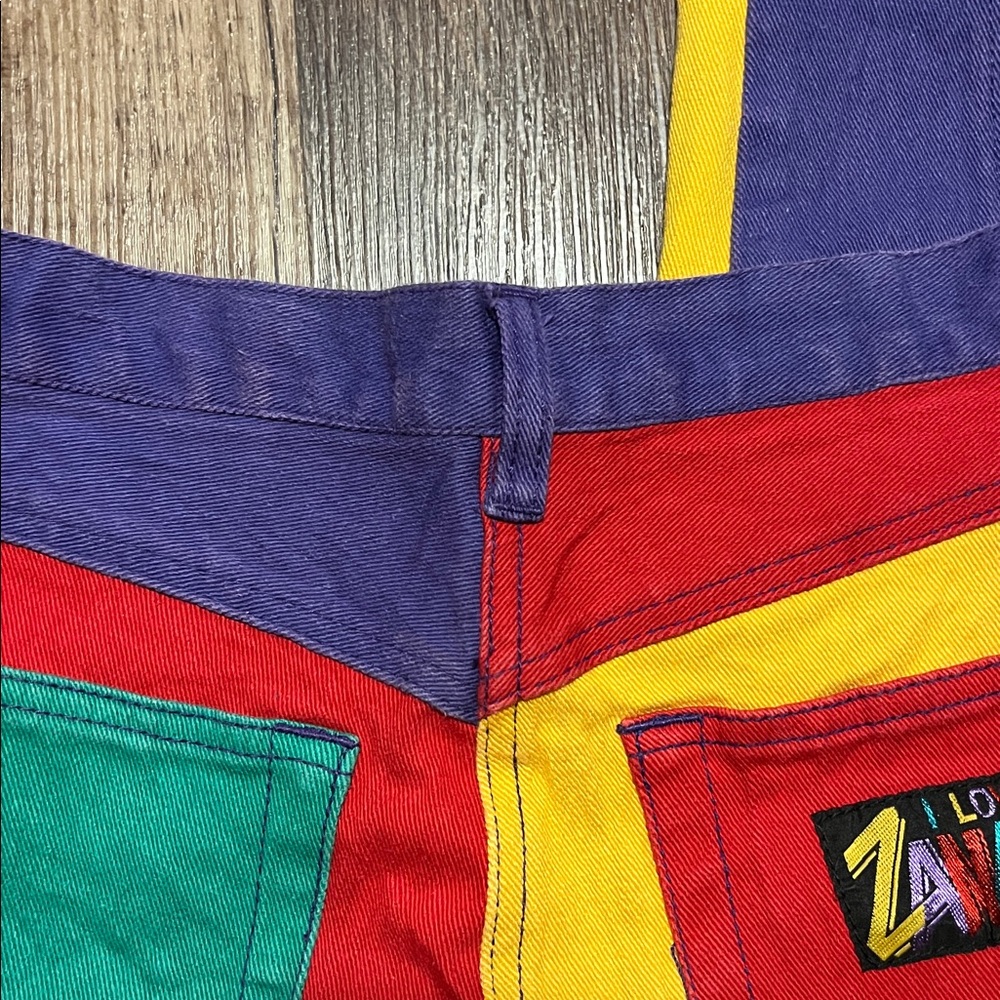 Zana-Di -90’s Rainbow Color Block Patch High Rise Tapered Leg Skinny Jeans - Picture 9 of 10